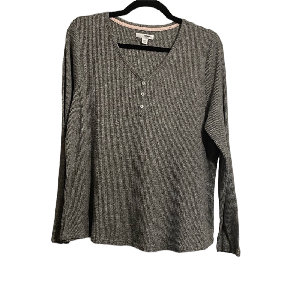 Sonoma Intimates Long Sleeve Gray Pajama Top Size XXL
